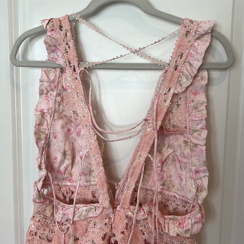 nwt FOR LOVE AND LEMONS Revolve Alessia Mini Floral Dress in Pink - Picture 7 of 13